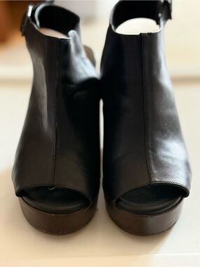 Unlisted Black Open-Toe Platform Ankle-Heels